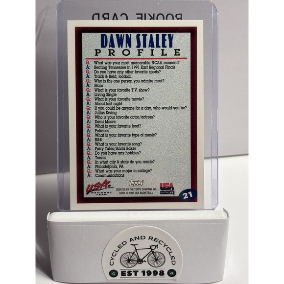 Dawn Staley USA Rookie Card 1995 Topps South Carolina Gamecocks Head Coach WNBA - Picture 3 of 3